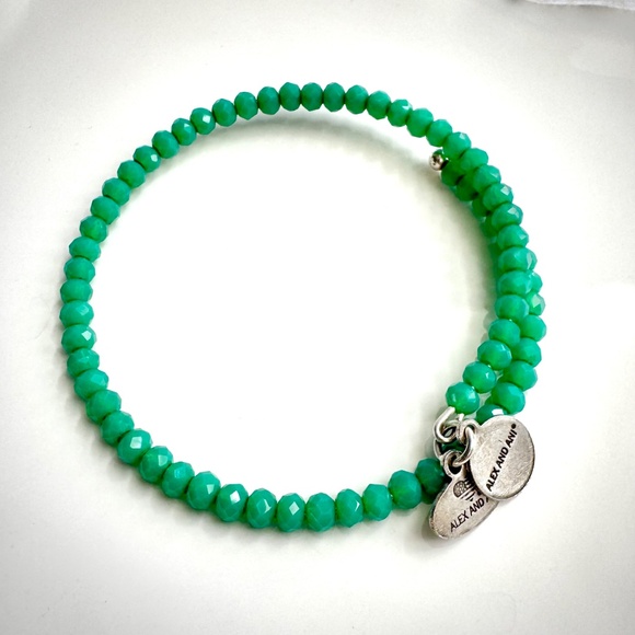Alex and Ani Beaded Wrap Bracelet in Teal Green - Picture 1 of 11